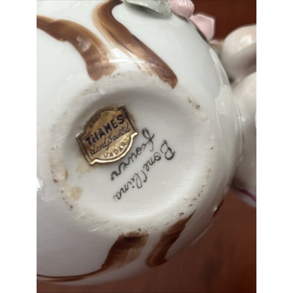 Thames Vintage Figurine Bone China Planter Art Nouveau Style Shabby Pink Rose - Picture 6 of 6